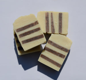 4 Beige soap bars with brown stripes