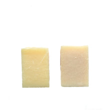 Load image into Gallery viewer, Two pale coloured soaps. Left one is pale yellow and right one is pale pink