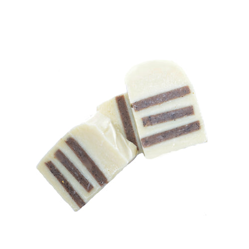 3 Beige soap bars with brown stripes